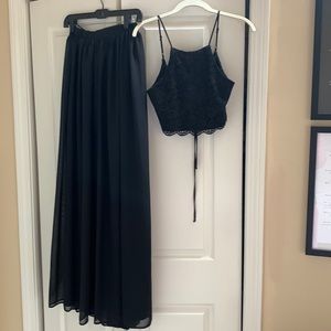Crop top and flowing skirt